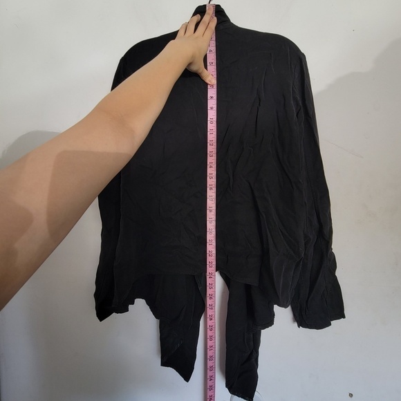 Rails Black Draped Waterfall Open Front Long Sleeve Cardigan Light Jacket Large - Picture 7 of 13